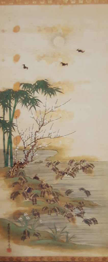 掛け軸・三幅対(左)・修復前