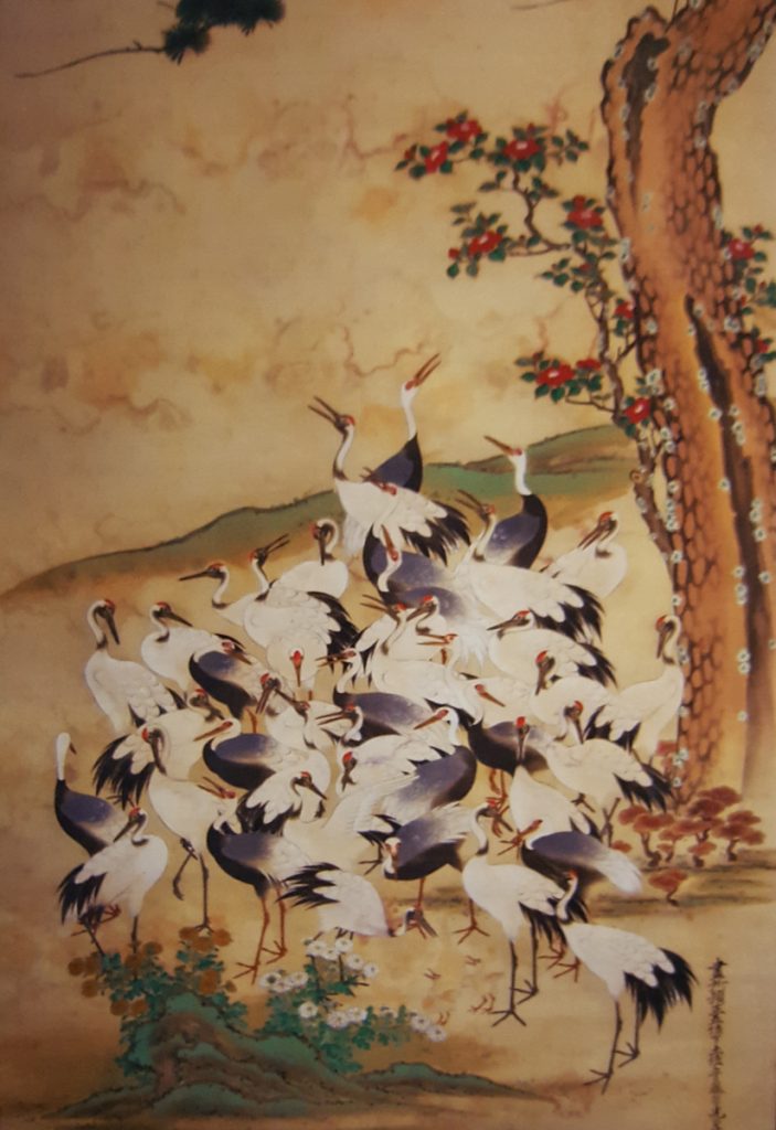 掛け軸・三幅対(右)・修復前・部分